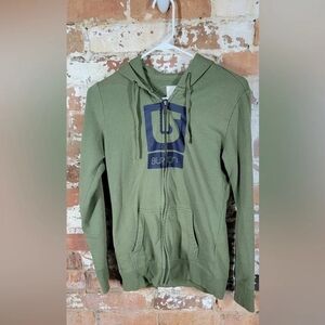 Burton Green Zip Up Sweater with Graphic Design